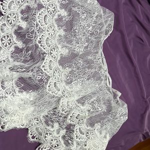 Wedding lace cover over shoulder white size small NEW